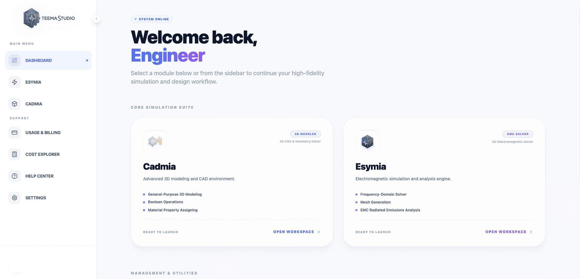 Teema Studio Dashboard
